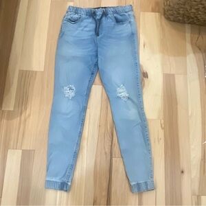 Hollister Sz S Boys Light blue distressed denim joggers #distresseddenim